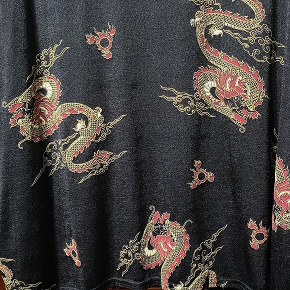 ES-SE Plus USA Vintage Black Red and Gold Dragon Print size 3X Tee - Picture 2 of 11